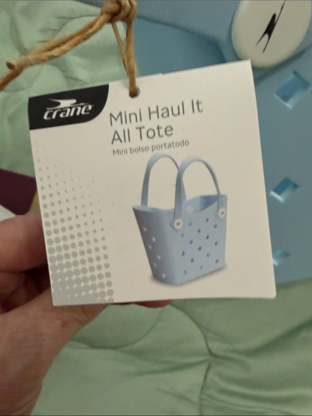 Pastel Blue Women's Tote with Diamond Cutout Detail - Picture 9 of 11
